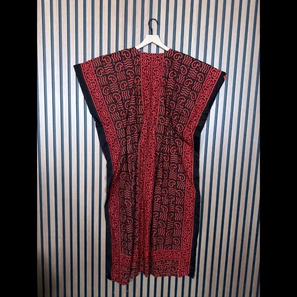 J Gee Kimono Dress OS Womens Red Paisley Multi-Print Maxi - Picture 2 of 7